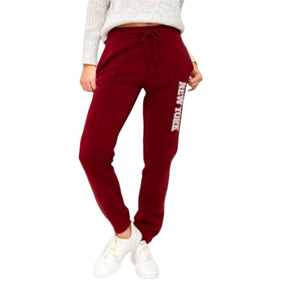 2/$10 Ardene Burgundy Graphic Joggers XS